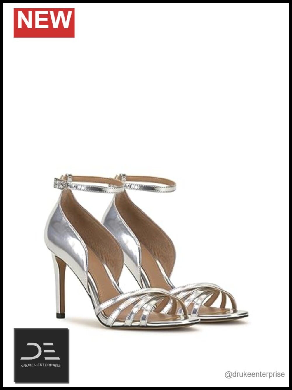 Leather Heeled Sandals with Buckle Closure - Open Toe Stiletto